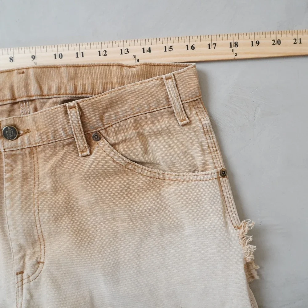 Vintage Dickies Carpenter Pants 32x32 Mens Tan Thrashed Distressed Sun Faded